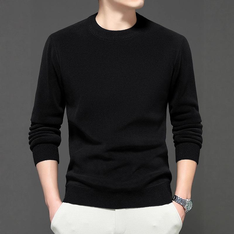 Men S Fleece Thick Crew Neck Solid Casual Pullover Sweatshirt