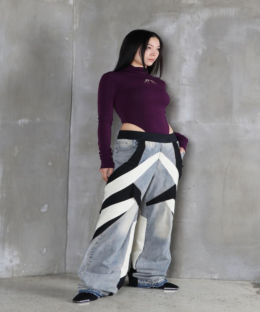 Sumilo Semi-Wide Origami Upcycled Denim Pants Unisex