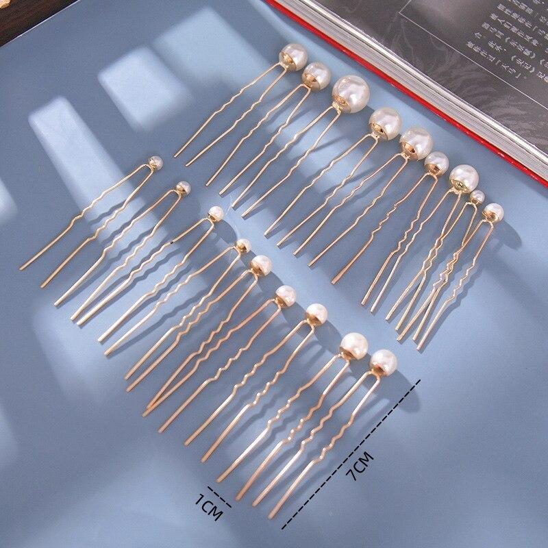 18pcs Gold Hairpin Ancient Wind Hairpin Embellishment Small Hairpin Pearl Hairpin Ancient Costume Styling Hanfu Headdress