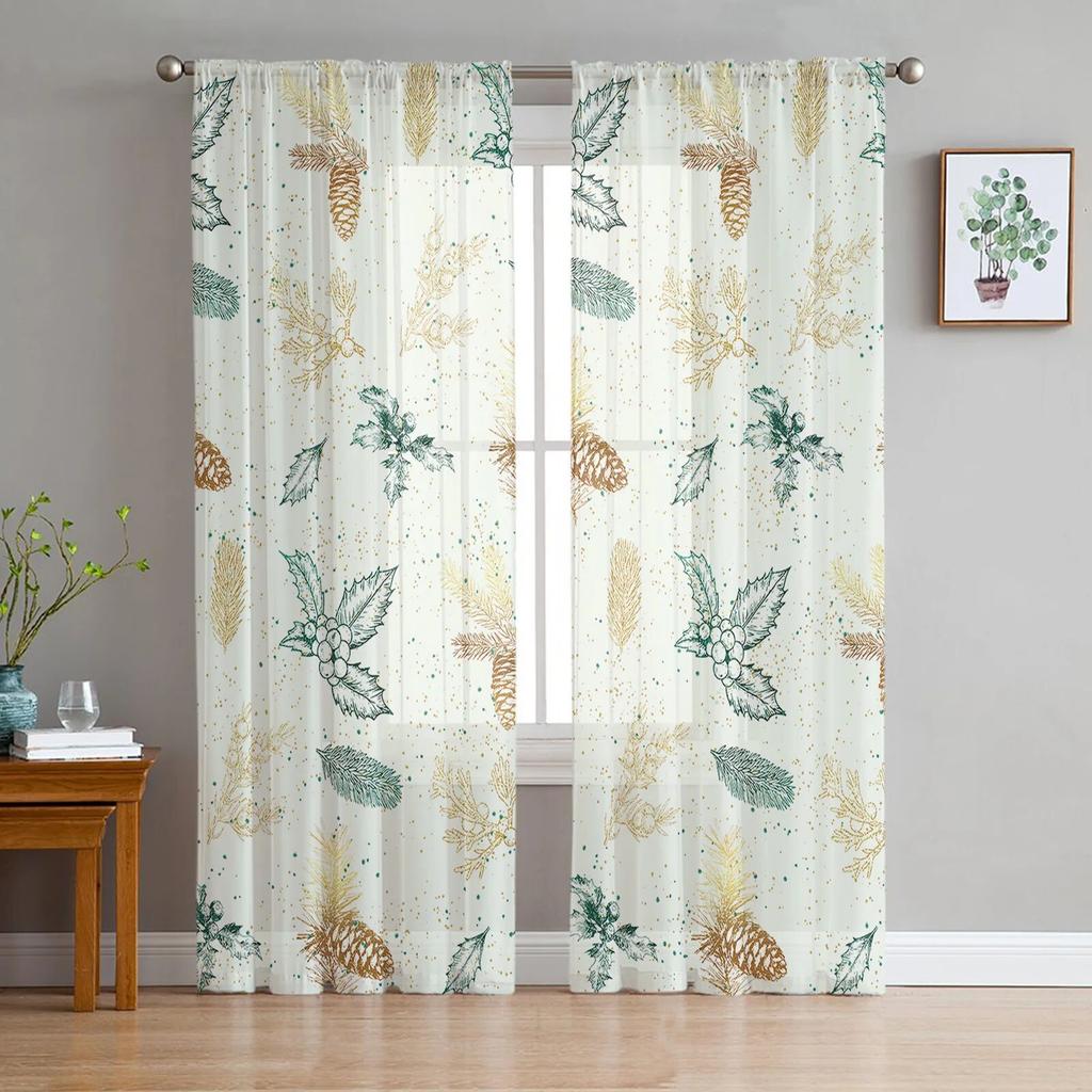 Акварельные растения, цветочная текстура, прозрачные прозрачные шторы для спальни, праздничное украшение, оконная вуаль, тюлевая занавеска