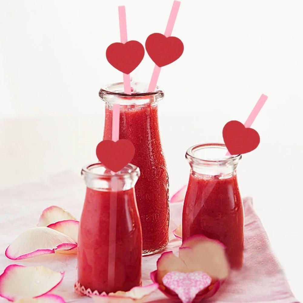 20Pcs Degradable Heart Paper Straws Eco-friendly Disposable Drinking Straw  Chinese Valentine's Day