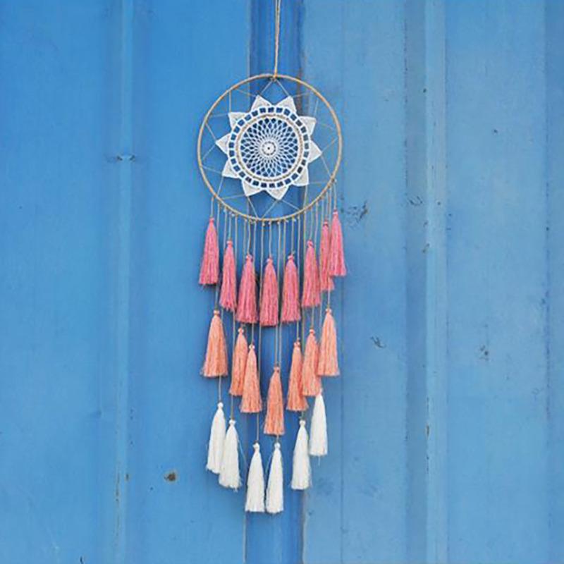 Boho Tassel Dream Catchers Handmade Wall Hanging Cotton Thread Ornament Craft For Home Bedroom Decor