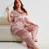 Summer Women's Silk Pajamas Set Personalized Satin Casual Thin Loose Tops Trousers Home Wear