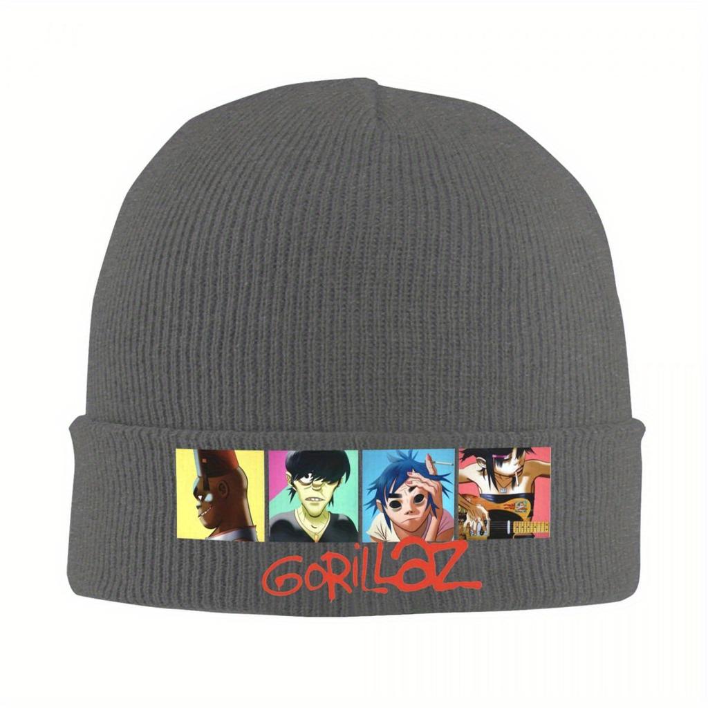 Gorillaz Rock Knitted Hat Women's Unisex's Beanie Autumn Winter Hat Acrylic Music Crochet Melon Cap