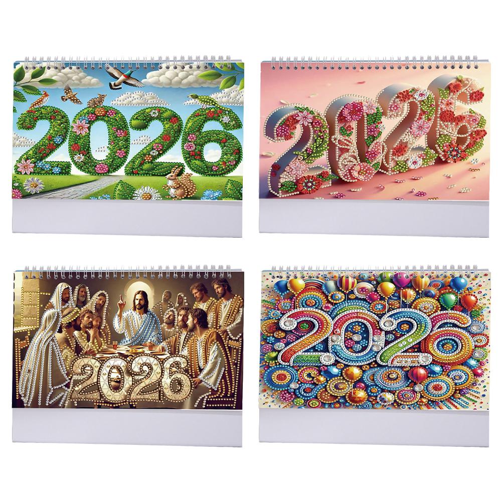 2026 Calendar DIY Diamond Painting Art Kit Diamond Painting Calendar Set DIY Diamond Art Desk Calendar for Home Office