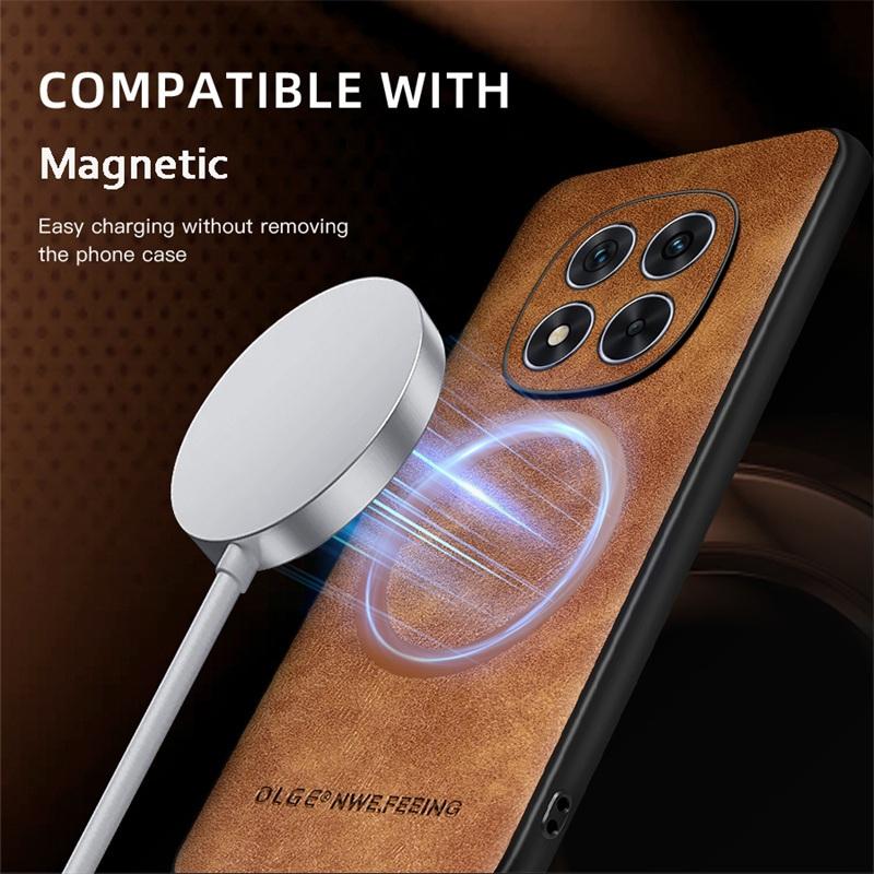 Magnetic Wireless Charge Leather Phone Case for Xiaomi Redmi Note 14 13 Pro+ 11SE / 12 11 10 Pro / Poco M6 Pro Soft Bumper Cover