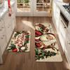 2Pcs Anti Fatigue Kitchen Rugs  Merry Christmas Waterproof Non-Slip Thick Cushioned Kitchen Mat Heavy Duty Comfort Standing Mat for Kitchen