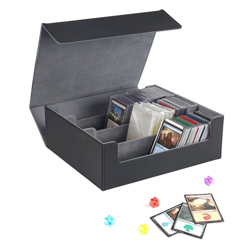 DFsucces Deck Case, Magnetic Trading Card Case, Holds 1800 Cards, Large Capacity PU Leather Cabinet for Standard Game Cards, Hard Case, Waterproof (Bl