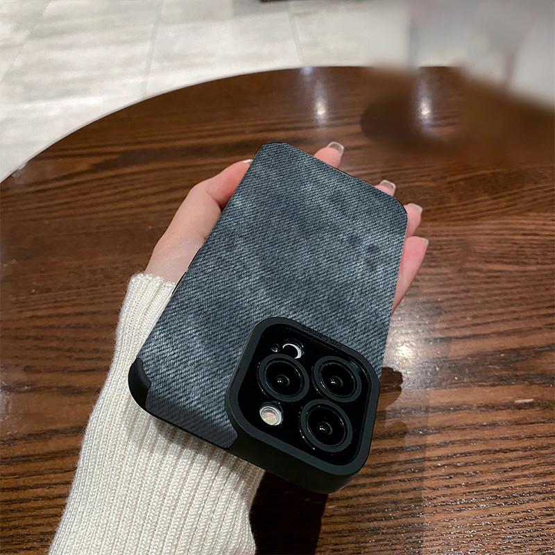 Мягкий силиконовый чехол для телефона из джинсовой ткани с вертикальным рисунком и принтом для телефона, задняя крышка с объективом камеры, полная защита