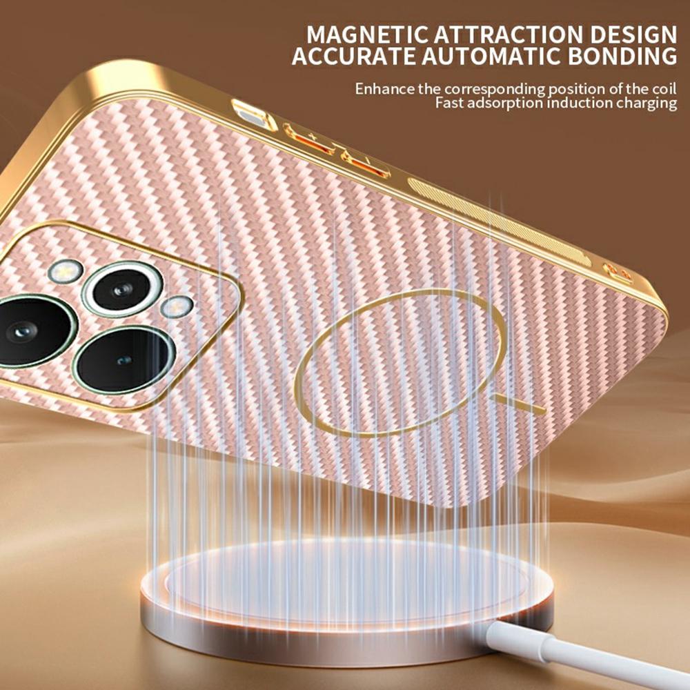 For Realme 15 5G Phone Case Carbon Fiber Textured Electroplated TPU Back Cover