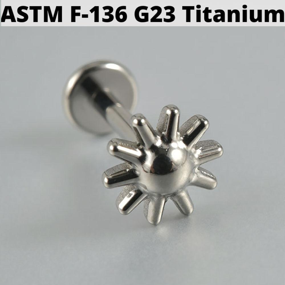 Серебряная четырехконечная звезда G23 Сплошной титан Серьга-гвоздик для хряща 16G С внутренней резьбой Солнце Хеликс Мочка уха Пирсинг Украшение