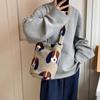 2024 Retro Leopard Cartoon Messenger Bag - Plush Lamb Wool Bucket Design