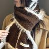 Autumn and Winter New Contrast Color Raw Edge Knitted Scarf for Women Korean Version Ins Fashion Warm Woolen Scarf Student Trend