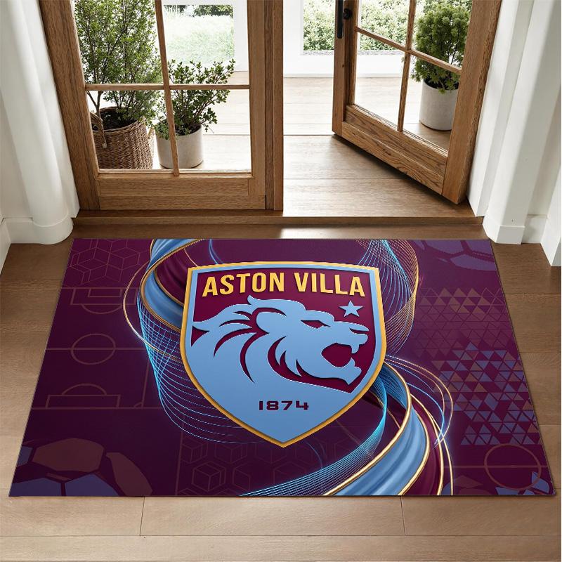 Aston Villa Football Design Crystal Velvet Rug Soft Decorative Mat for Bedroom Entrance