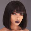 Wig European Beautiful Woman Short Hair Qi Bangs Short Straight Hair Bobo Head Chemical Fiber Wig Cover