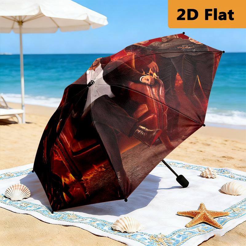 1pc horror movies Foldable Umbrella with Durable Iron Frame, 8-Rib Structure - Perfect for All Seasons Home and Travel Use, Multi-Functional Design