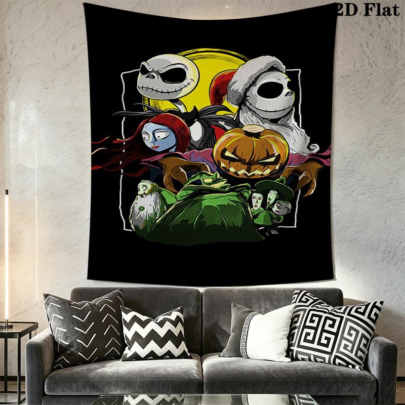 Jack Skellington'S Halloween Adventure Tapestry Fashion Print Wallmounted Background Cloth Atmospheric Background Cloth