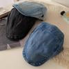 Retro Harajuku Style Washed Denim Forward Hat For Men And Women Spring Summer Casual Versatile Show Face Small Literary Berets