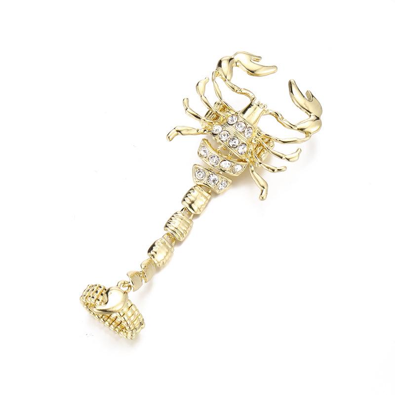 DIEZI Хип-хоп Золотой цвет Стразы Кольца Скорпиона Наборы для женщин Девушек Вечеринка Винтаж Панк Палец Сустав Костяшка Кольцо Ювелирные изделия Новые