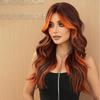 TikTok Viral Flaming Orange Balayage Wig - Длинный волнистый с челкой-занавеской | Готовый бесклеевой парик для смелых модных женщин