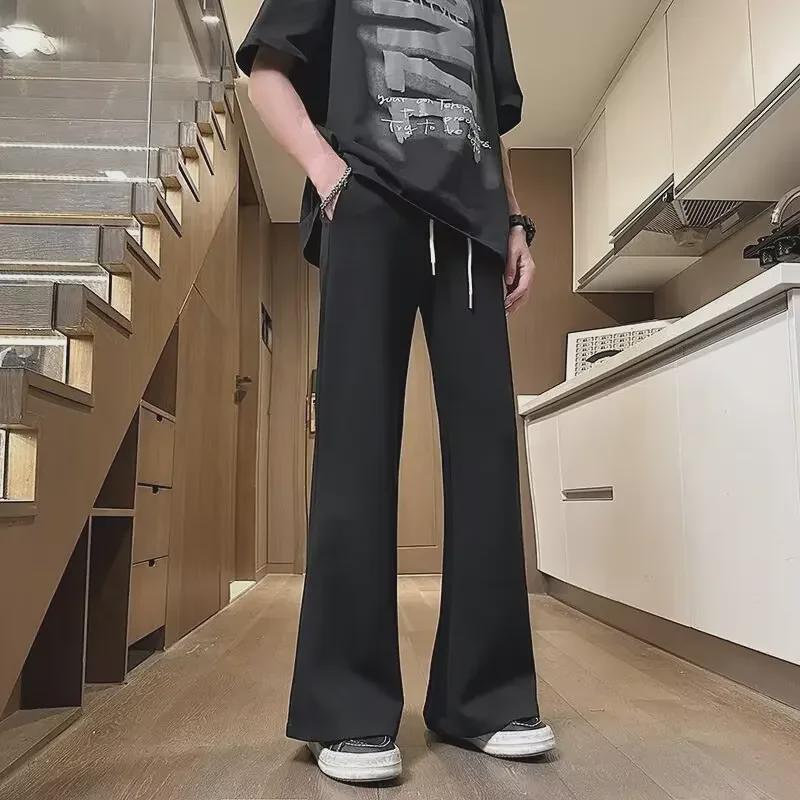 Унисекс летние ретро-штаны с широкими штанинами и завязками - слегка расклешенная драпировка, спортивные брюки длиной до пола