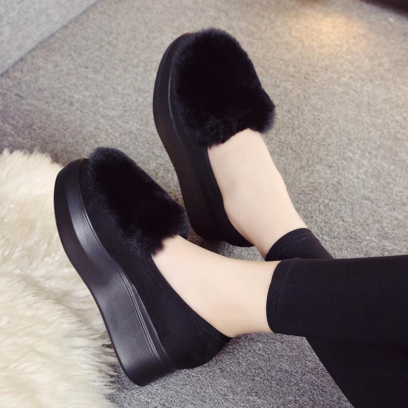 Plush and thickened fluffy shoes for women's autumn and winter new warm women's cotton shoes flat-soled outer wear soft-soled comfortable Doudou shoes