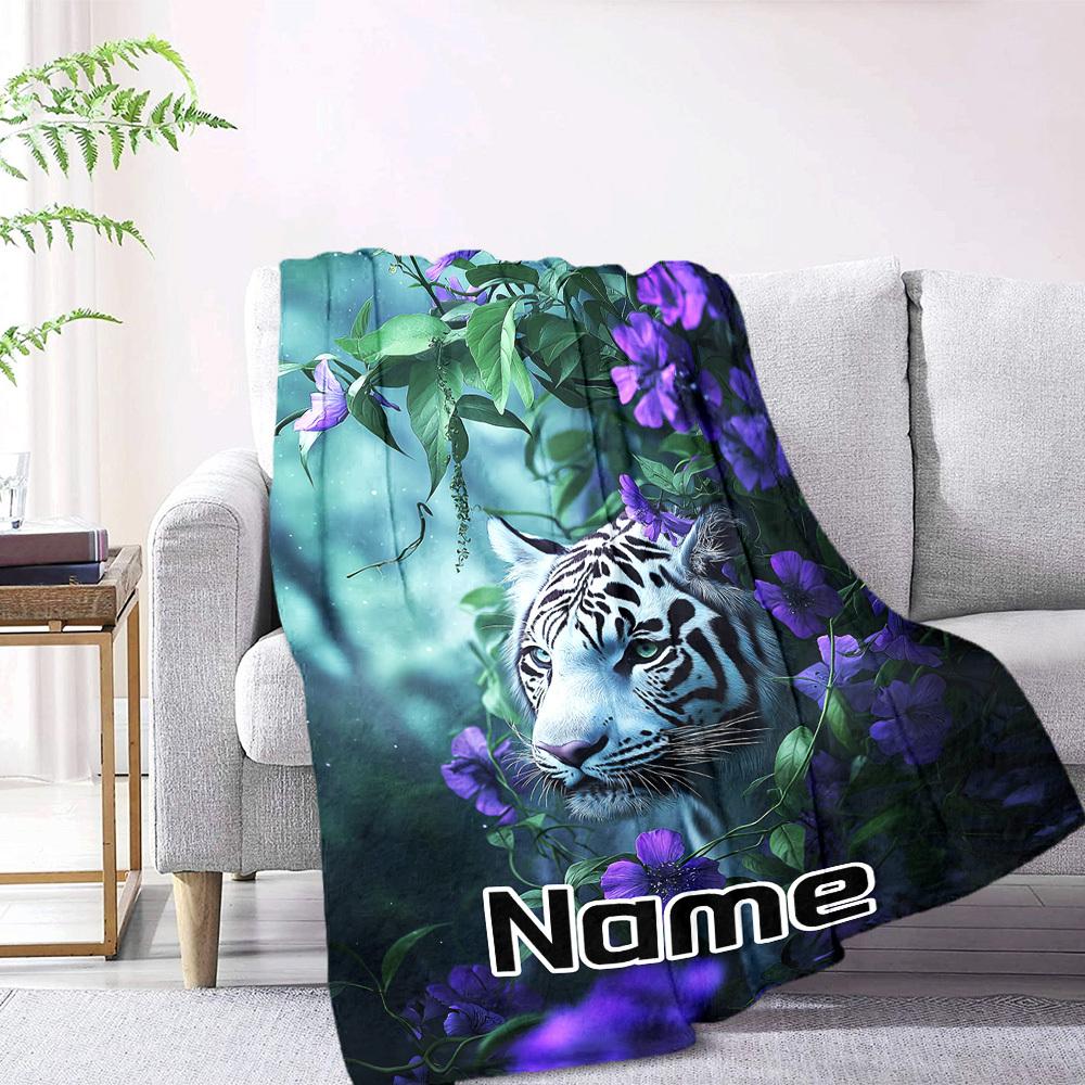 Forest Leopard Home Customize Your Name Blankets Comfortable Soft Lightweight Allseason Multipurpose Blanket For Picnics Sofas Offices Beds Living