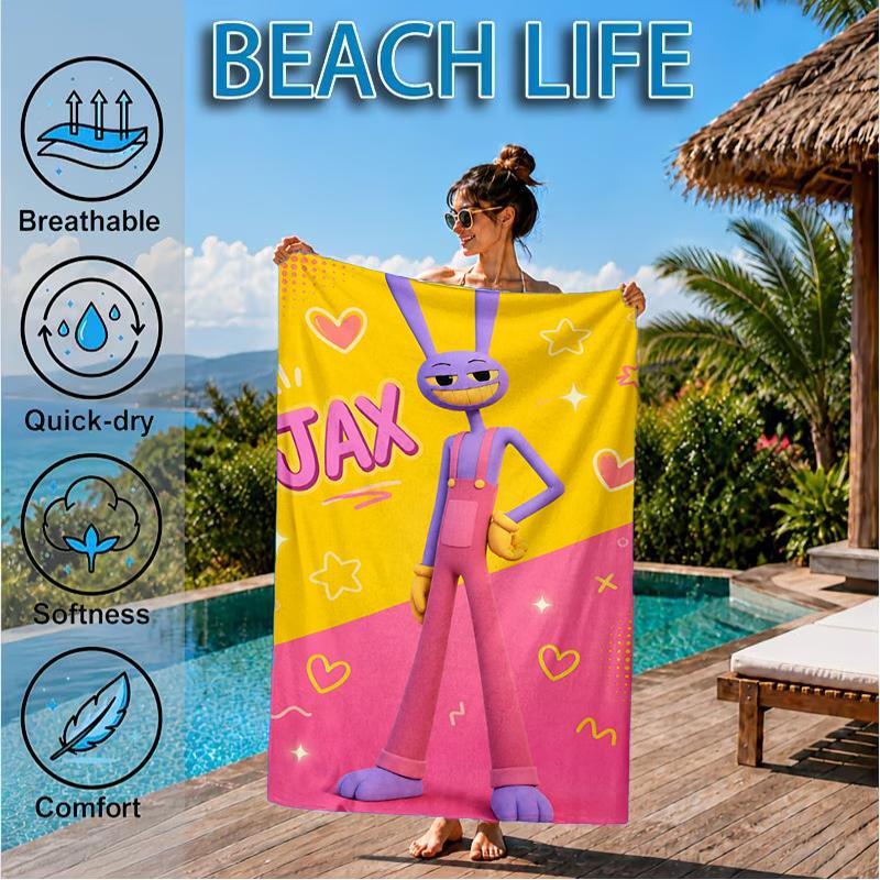 Jax Pink Power Beach Towel, Super Soft Microfiber, Perfect Gift for Her/Him, Birthday, for Pool, Beach, Travel, Decor Beach Party