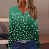 Длинные рукава женские топы с цветочным принтом винтажная мода повседневные свободные с V-образным вырезом рубашки больших размеров Рождество