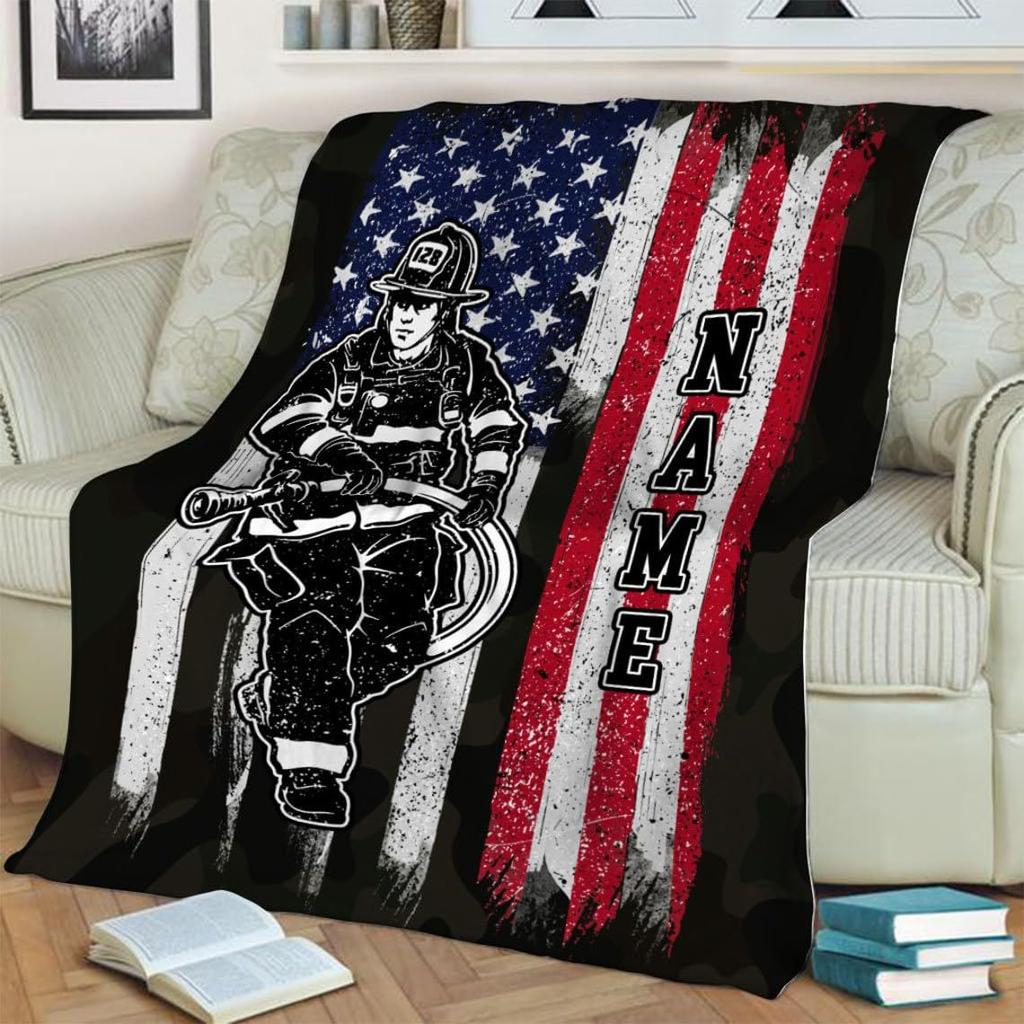 Firefighter blanket gift for firefighter man dad husband adult bedroom living room decoration flannel blanket