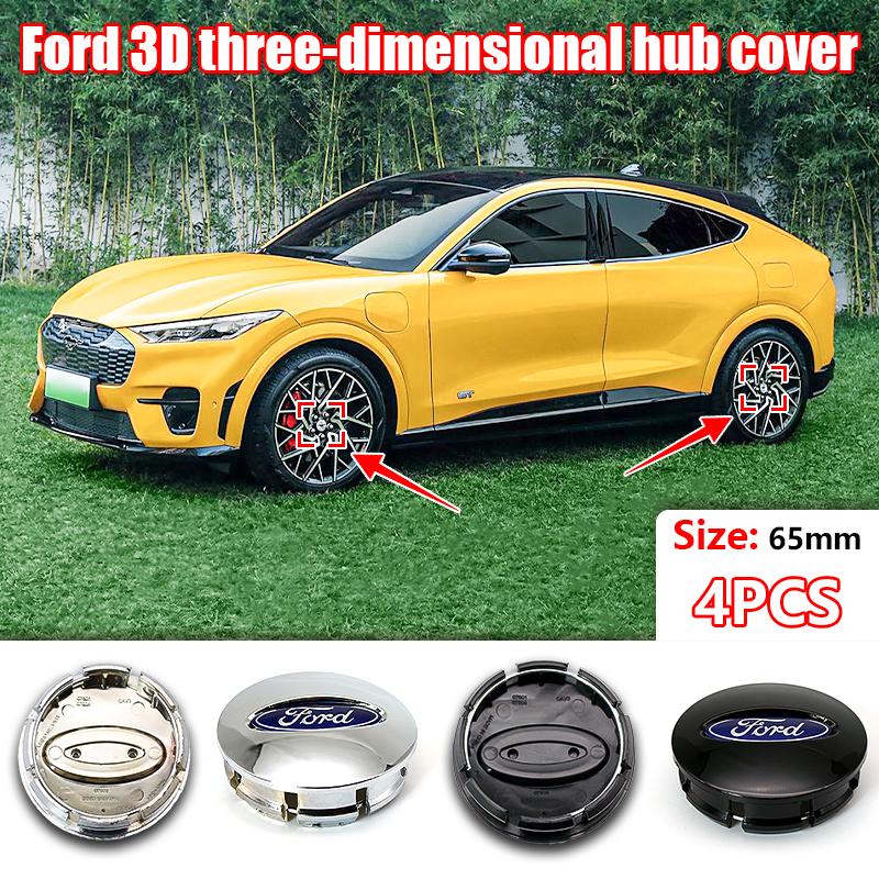 BBBT7 ABS 65mm Car Styling Wheel Center Hub Cap Emblem Logo Hub Cap Silver For Ford Fiesta Mondeo Fusion Explorer Escape Car Styling