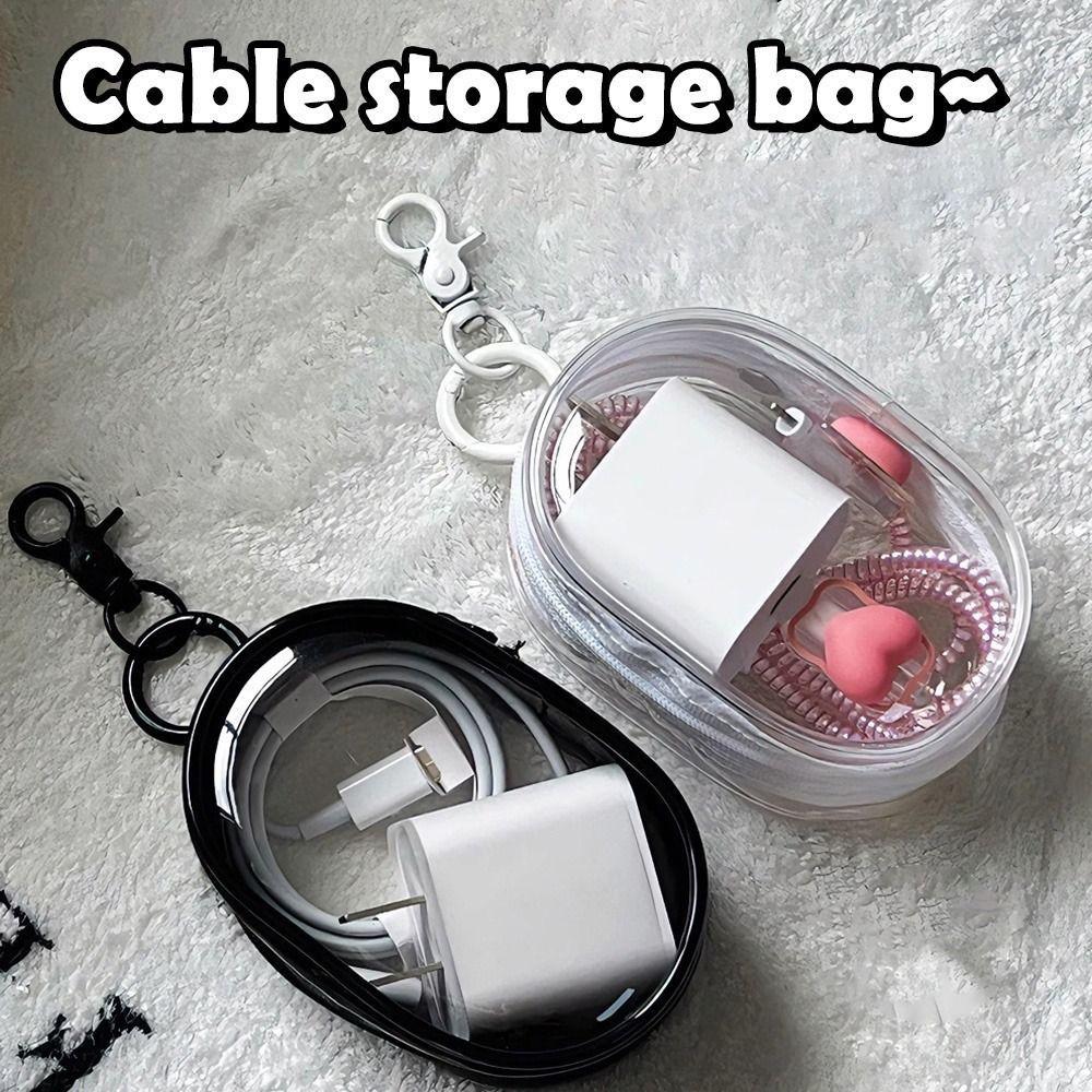 1Pcs Protective Cover Data Cable Storage Box Durable Outdoor Travel Portable Organizer Box Clear Multifunctional Storage Bag