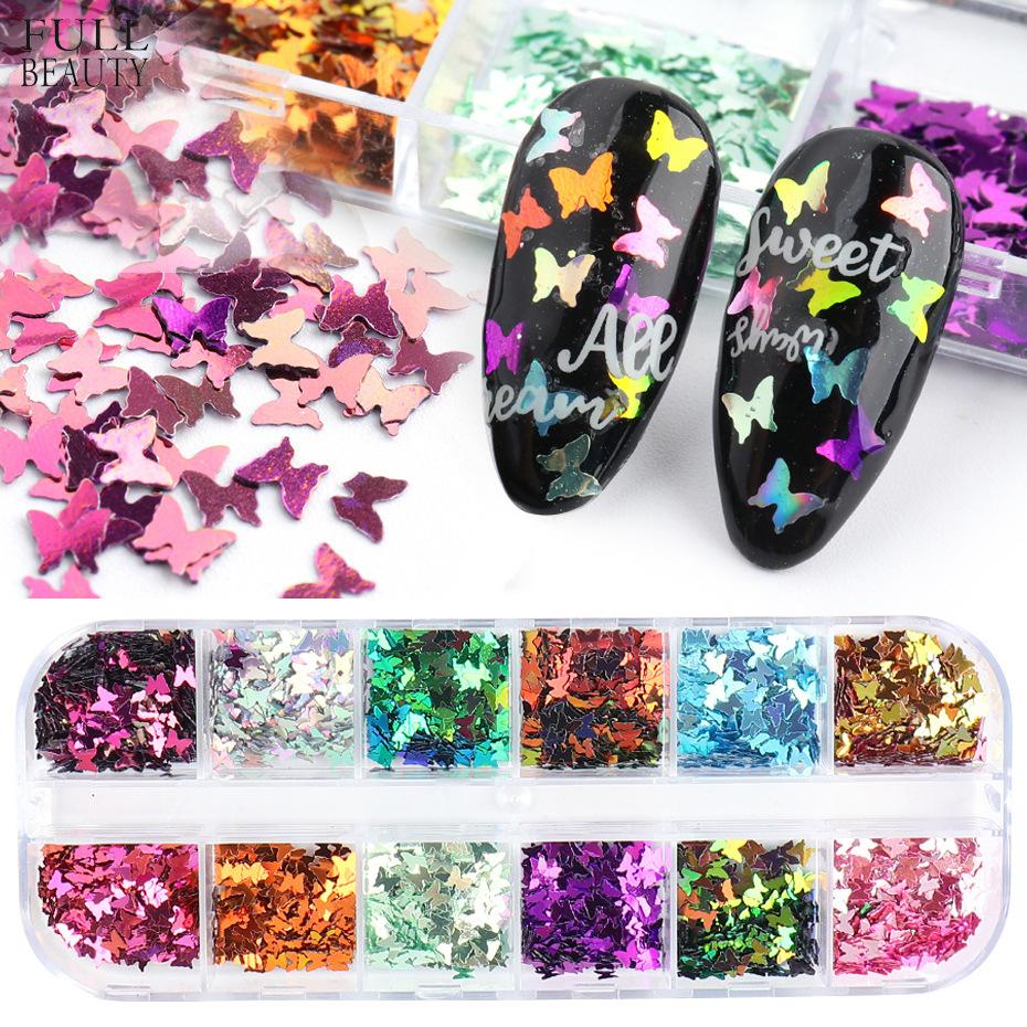 Nail Art Accessories 12 Colors Laser Gradient Symphony Butterfly Sequin Nail Decoration