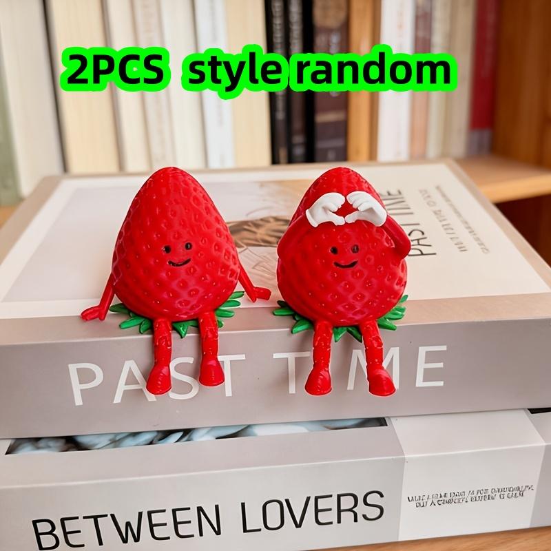 2-Piece Set with Random Styles, Includes Pen Refills, Strawberry-Shaped Ornaments with Movable Joints, Cute Little Figure Design, Suitab