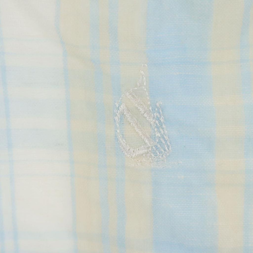 Nautica 90-е годы Смесь льна Рубашка с коротким рукавом на пуговицах в клетку для мужчин Б/У