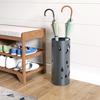 Freestanding Umbrella Stand for Hallway, Round Umbrella Basket with 4 Hooks and Drip Tray for Entryway, Dark Grey