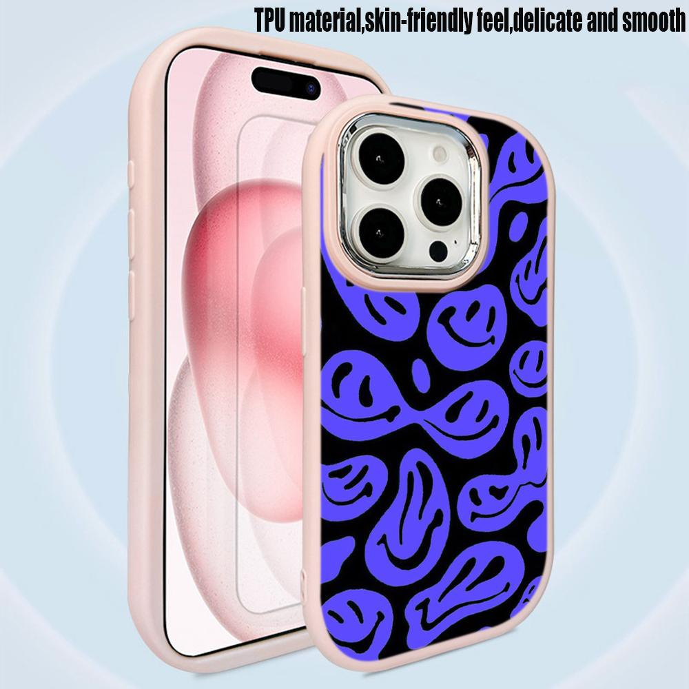 Чехлы для телефонов Ae88 Lovely Smiley Art для Samsung A13 A32 A53 A04e A54 S23 S24 Ultra Infinix Hot 40i Huawei P30 Pro, металлическая защитная задняя крышка для камеры