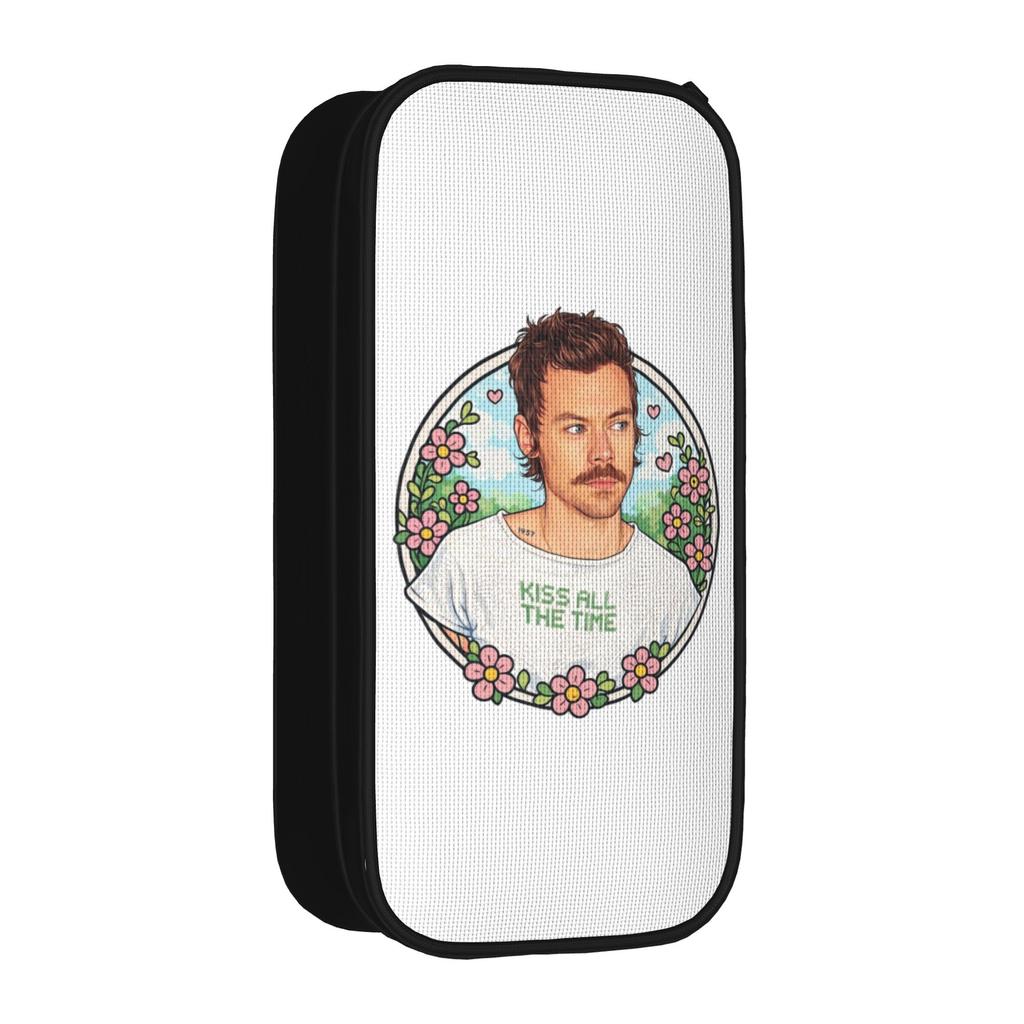 Harrys Styles Kiss All the Time Disco Occasionally Pencil Cases Pen Box Bag for Student Students School Cosmetic Pencil Pouch