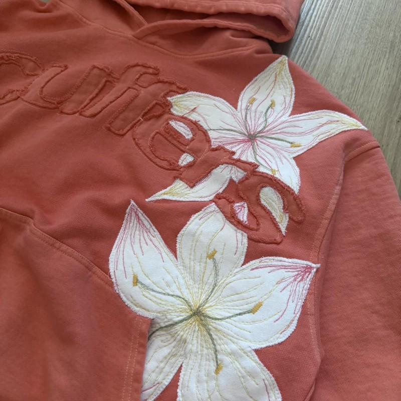 Y2K Vintage Floral Embroidered Patch Hoodie Streetwear Loose Fit Sweatshirt
