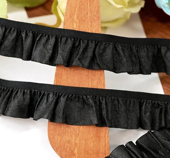 21 Color Stretchy Ealstic Ruffle Pleat Dance Shirt 1.5-2.5cm Wide Skirt Dress Edging Lace Trim Ribbon 10 Meters