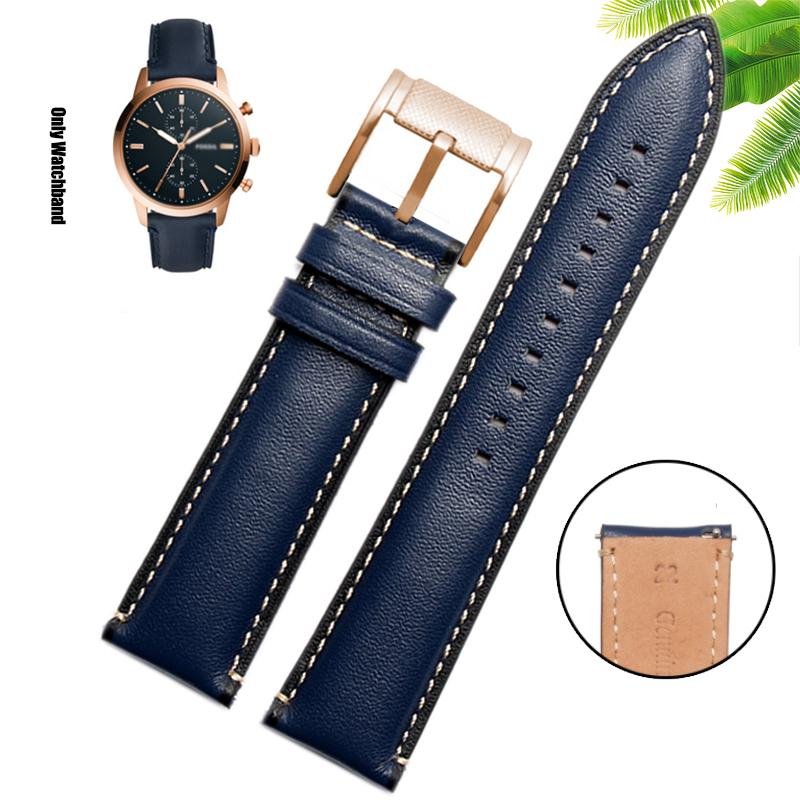 Натуральная кожа 22 мм Ремешок для часов для FOSSIL FS4835/FS5237/ME3052/FTW1114 Коровья кожа 20 мм Ремешок для часов Замена водонепроницаемого браслета мужской