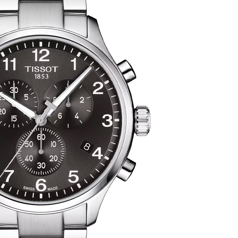 Tissot Часы Soko Collection, кварцевый механизм, унисекс, 45 мм, черный циферблат, браслет из нержавеющей стали T116.617.11.057.01-
