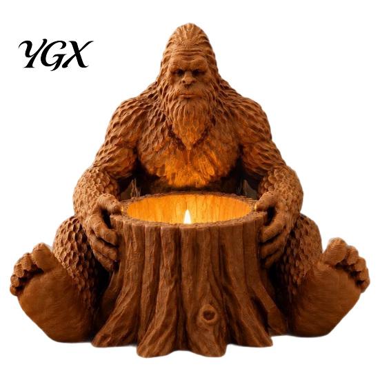 Birthday Presents for Nature Fans Giant Forest Creature Statue Candle Holder, Sitting Tree Stump Tealight Candlestick, Outdoor Camping Themed