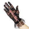 UV Protection Mittens Lace Gloves White Bride Gloves Rose Flower Pattern Party Dressy Gloves