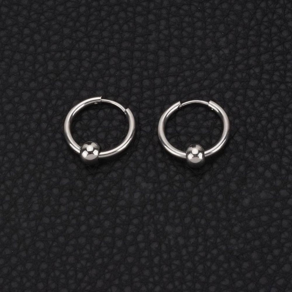 Мужские корейские винтажные серьги-кольца из нержавеющей стали с дизайном круга и шарика