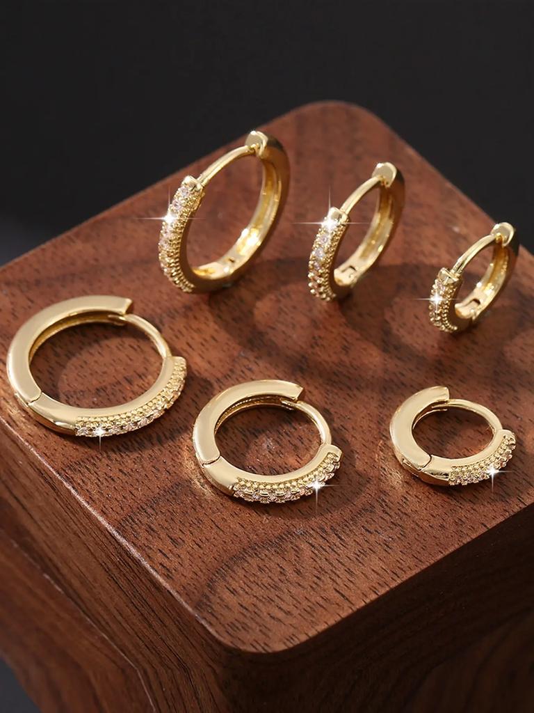 Позолоченные серьги-кольца-хугги 14K, 3 пары, 10/12/14 мм, украшения для пирсинга хряща уха (helix) для мужчин и женщин