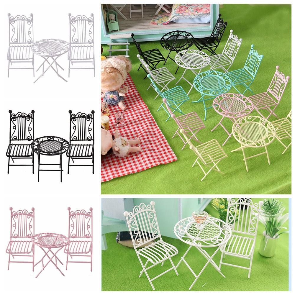 Кукольный домик Европейский стиль Кукольный домик Стол Стул Сцена Модель Сказочный сад Сиденье Миниатюрная мебель