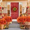 Fall Hanging Artificial Flower Basket UV Resistant Outdoor Garden Yard Patio Porch Balcony Fake Plants with Coco Liner Planter Basket