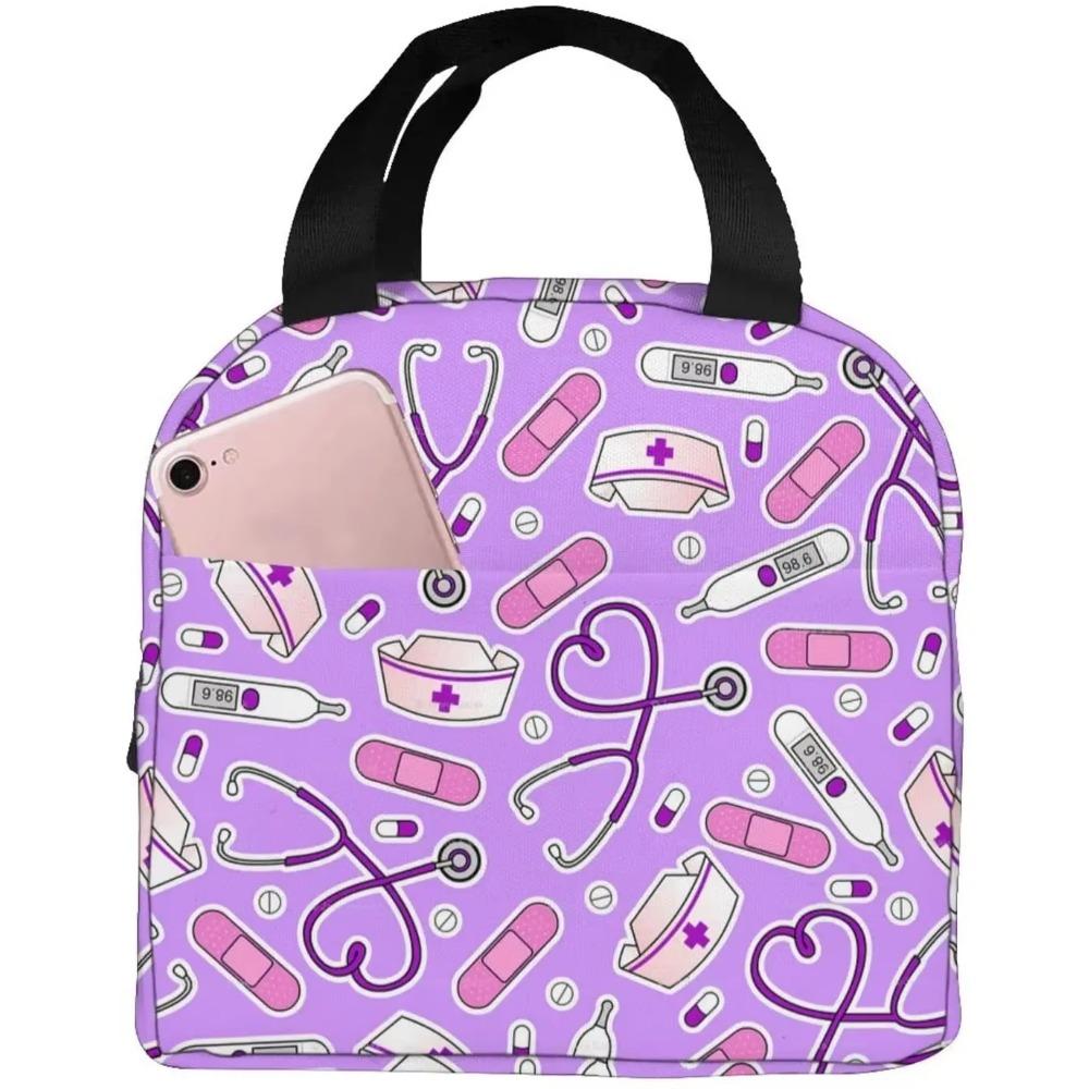Сумка для ланча в стиле медсестры для женщин, изолированная сумка-тоут, многоразовый ланч-бокс-холодильник для работы, пикника, путешествий