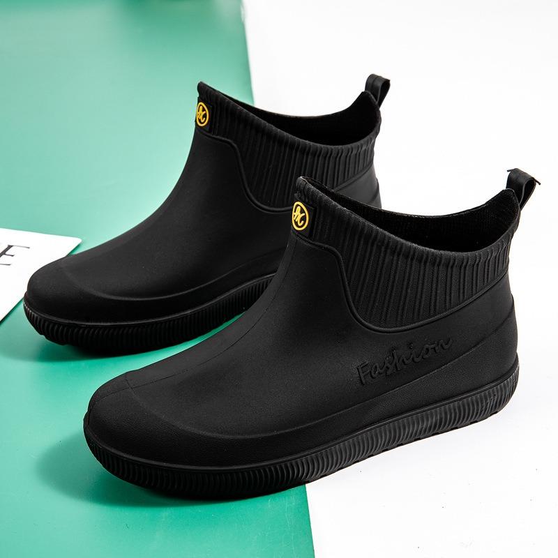 Мужские короткие резиновые сапоги, водонепроницаемые резиновые сапоги, резиновая обувь, кухонная водонепроницаемая обувь, бахилы